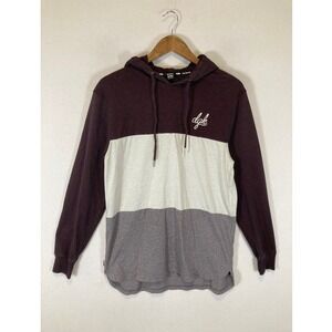 Skater Streetwear DGK Mens Medium Burgundy Grey Colorblock Lightweight Hoodie